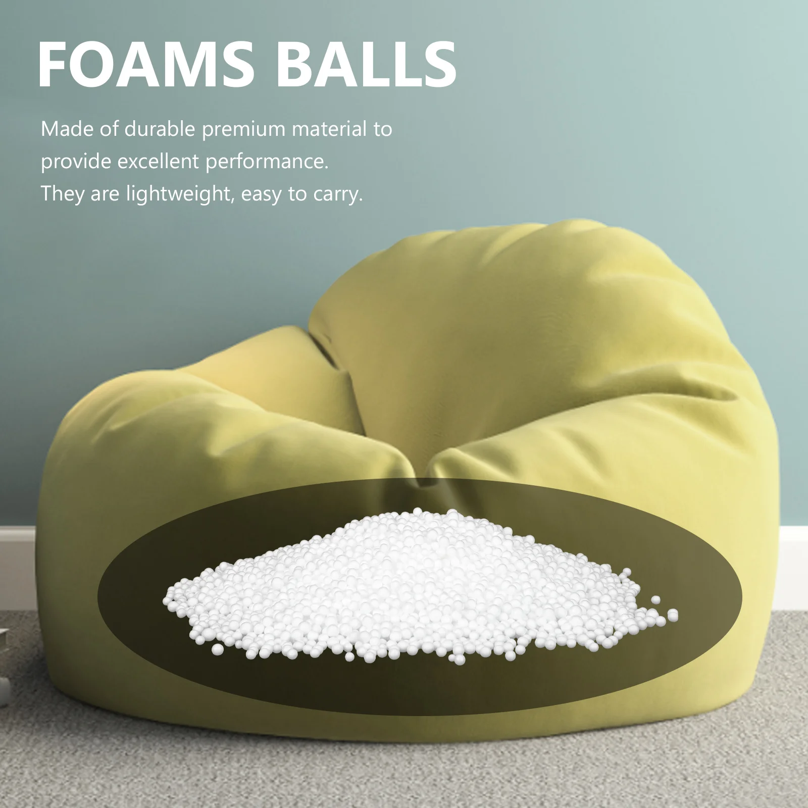 

White Mini Foam Beads Sofa Filler Lightweight Couch Stuffing Pillow Foams Bean Bags Lazy Sofa Snow Scene Christmas Decor