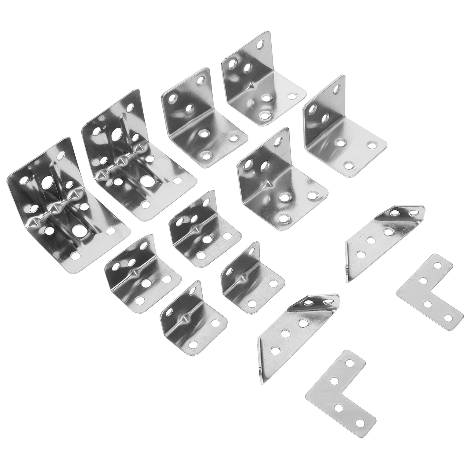 

14Pcs Stainless Steel Corner Bracket Set Heavy Duty Angle Braces for Furniture Shelves Cabinet Support L Brackets for Shelves
