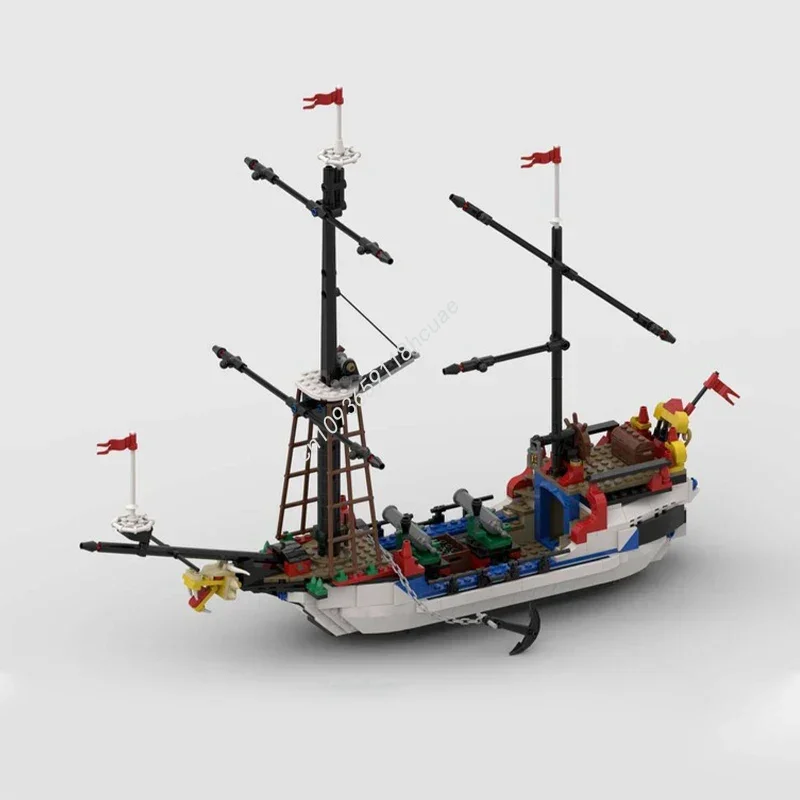 Cabeza de dragón Armada insignia barco Moc modelo de bloques de construcción juguetes para niños Festival regalos de navidad juguetes para niños