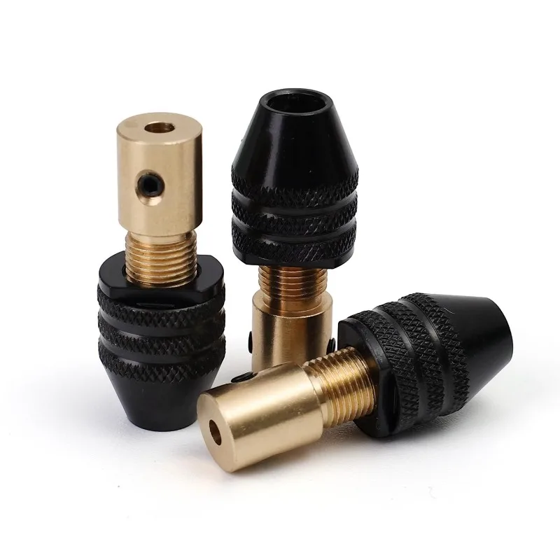 Electric Grinder Chuck Mini Drill Chuck Adapter with Wrench Copper Chuck Adapter Electric Motor Shaft Drill Bit Tool Accessories