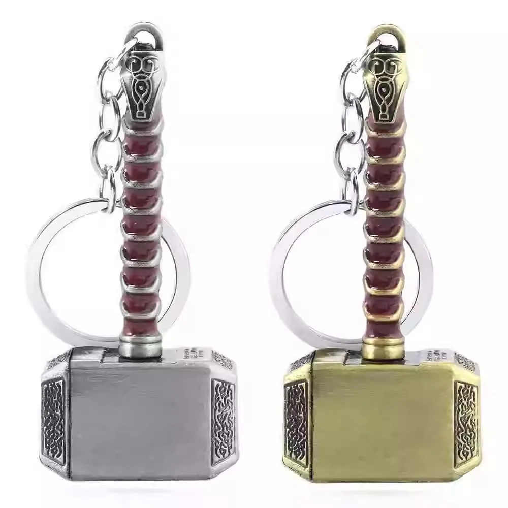 Thor Hammer Metal Keychain Movie Key Ring Cosplay Prop Key Holder For Fans Bag Ornament Car Pendant Gift