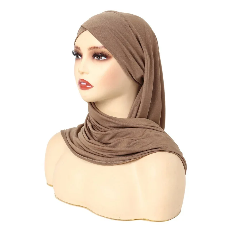 Hijabs musulmans pour dames, bandeau de sauna, écharpe de créateur, turban croisé solide, mode, 1PC