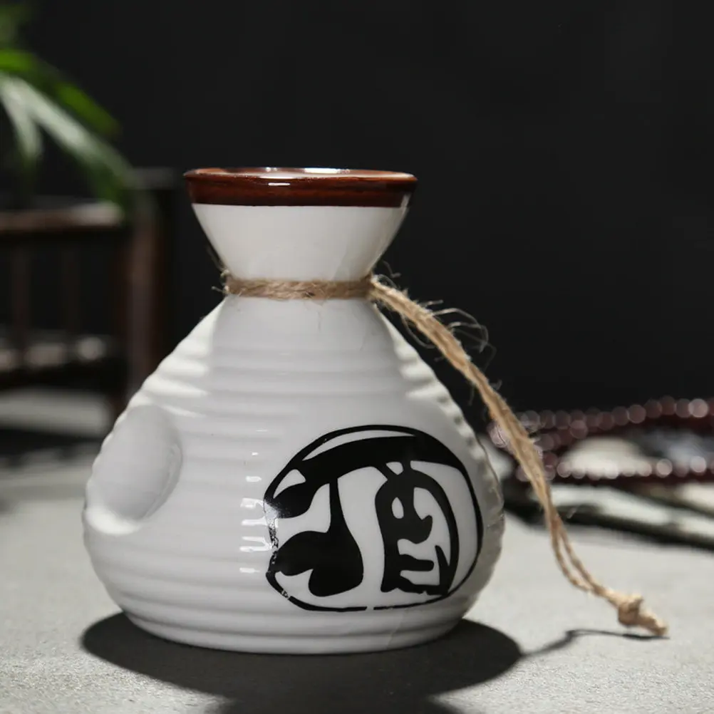 Premium Ceramic Sake Serving Set Featuring Traditional Kanji Calligraphy Ideal for Entertaining Guests At Home Bar Ceramic Wine