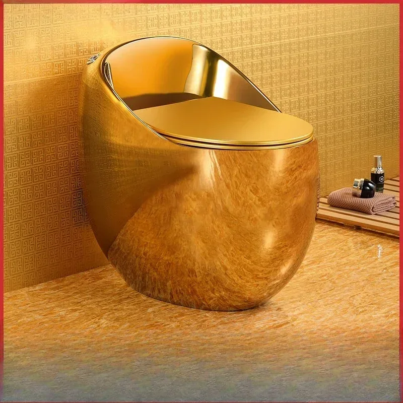 Personalized and creative golden egg-shaped toilet egg-shaped European-style gold-plated toilet color toilet local tyrant