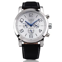 2023 Fashion Jaragar Top Brand Men Steel Case Calendar Hour Week Dial Leather Male Dress Automatic Mechanical Busines Wristwatch