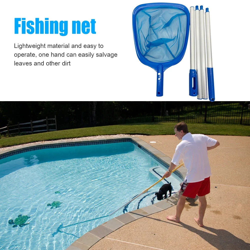 Swimming Pool Sweeping Net Detachable Telescopic Rod Pool Skimmer Fish Pond Cleaning Filter Mesh Surface Pool Pond Clean Tool