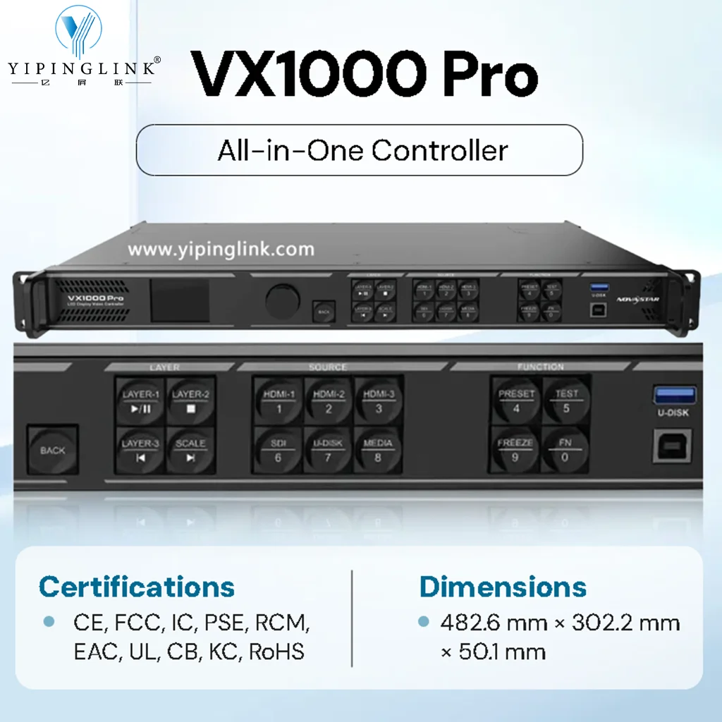 معالج فيديو Novastar 4K VX1000 Pro وحدة تحكم الكل في واحد يدعم مدخل HDMI DVI SDI لشاشة LED ملونة كاملة