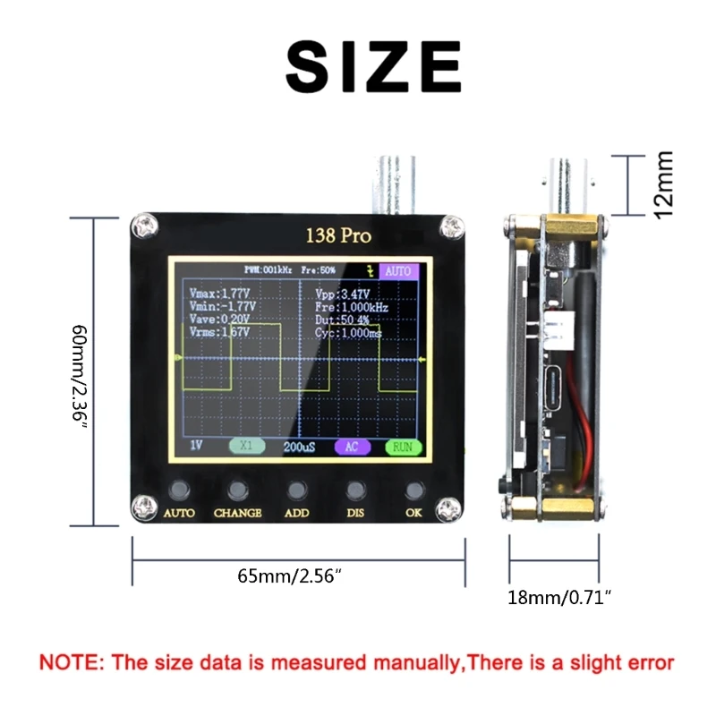 Mini ręczny oscyloskop cyfrowy 2,5 MS/s Wysoka częstotliwość próbkowania Przepustowość 200 kHz Oscyloskop kieszonkowy z ekranem LCD 2,4 cala