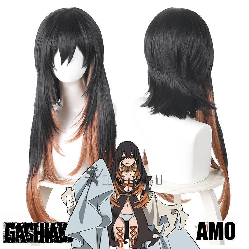 Amo Empool-Peluca de Cosplay de Anime Gachiakuta, pelo largo degradado naranja y negro, pelucas resistentes al calor para mujeres y niñas, parte delantera del equipo de Navidad