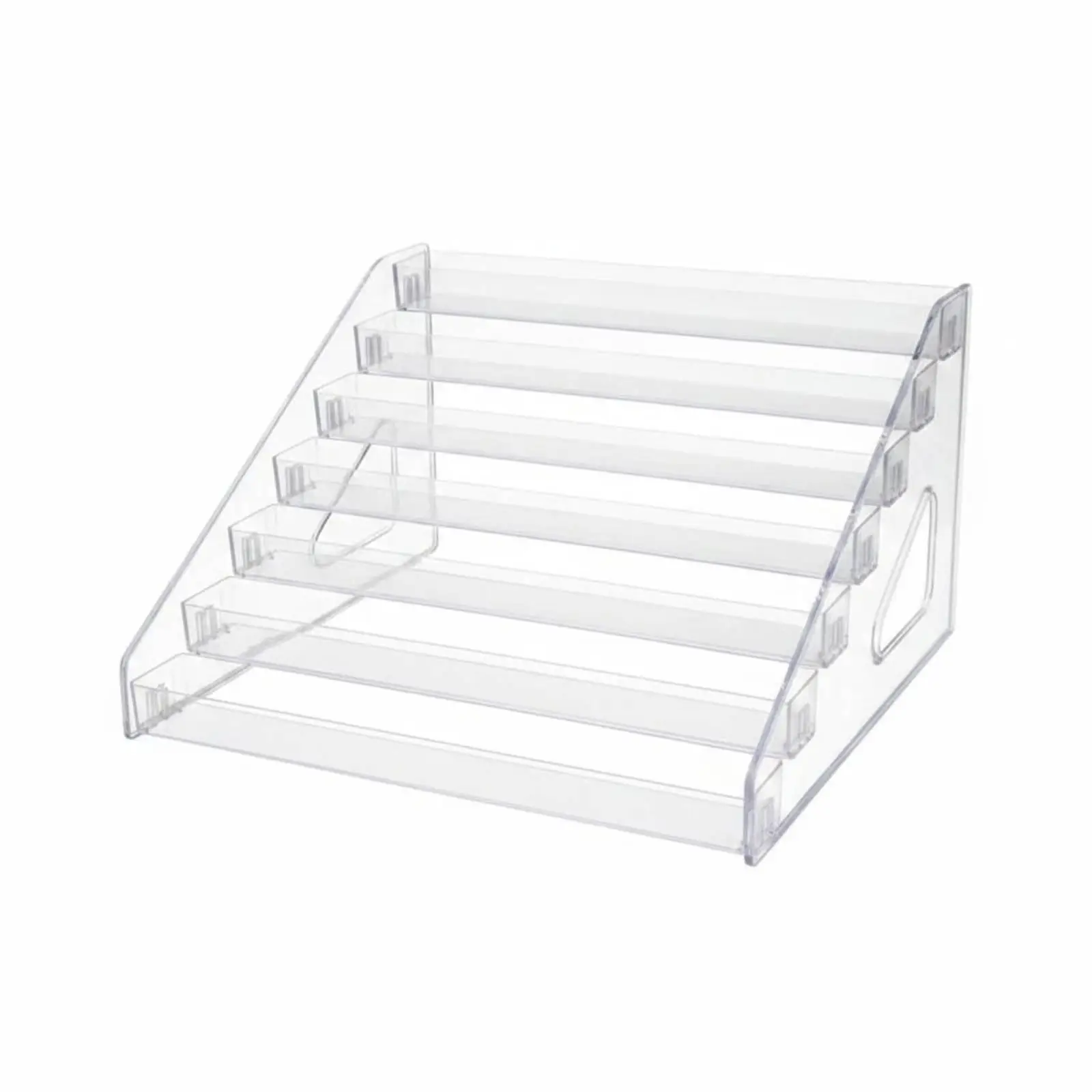 Acrylic Display Shelf Rack for Small Collectibles with Transparent Stepped Organizer for Badges Cards Figures Desk Showcase