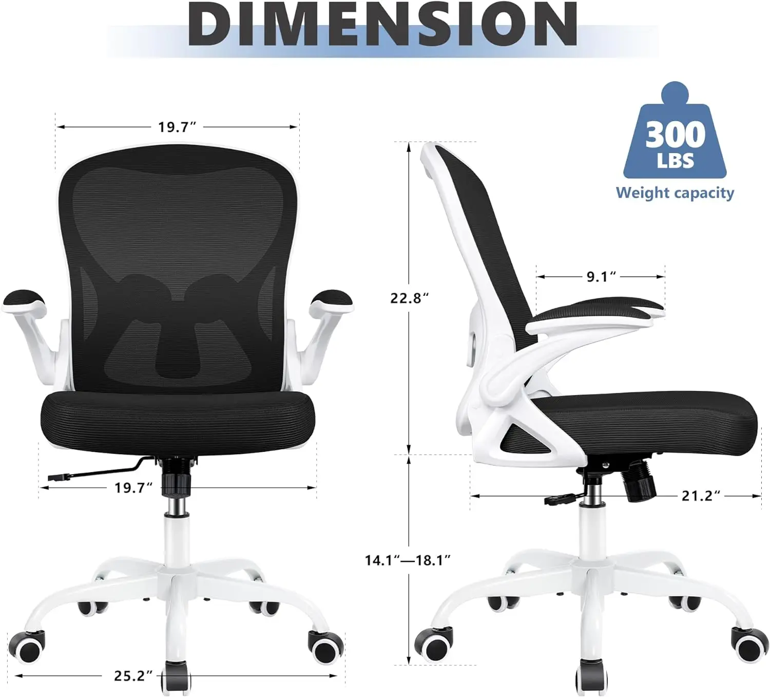 Winrise Office Chair Desk Chair, Ergonomic Mesh Computer Chair Home Office Desk Chairs, Swivel Task Chair Mid Back Breathable