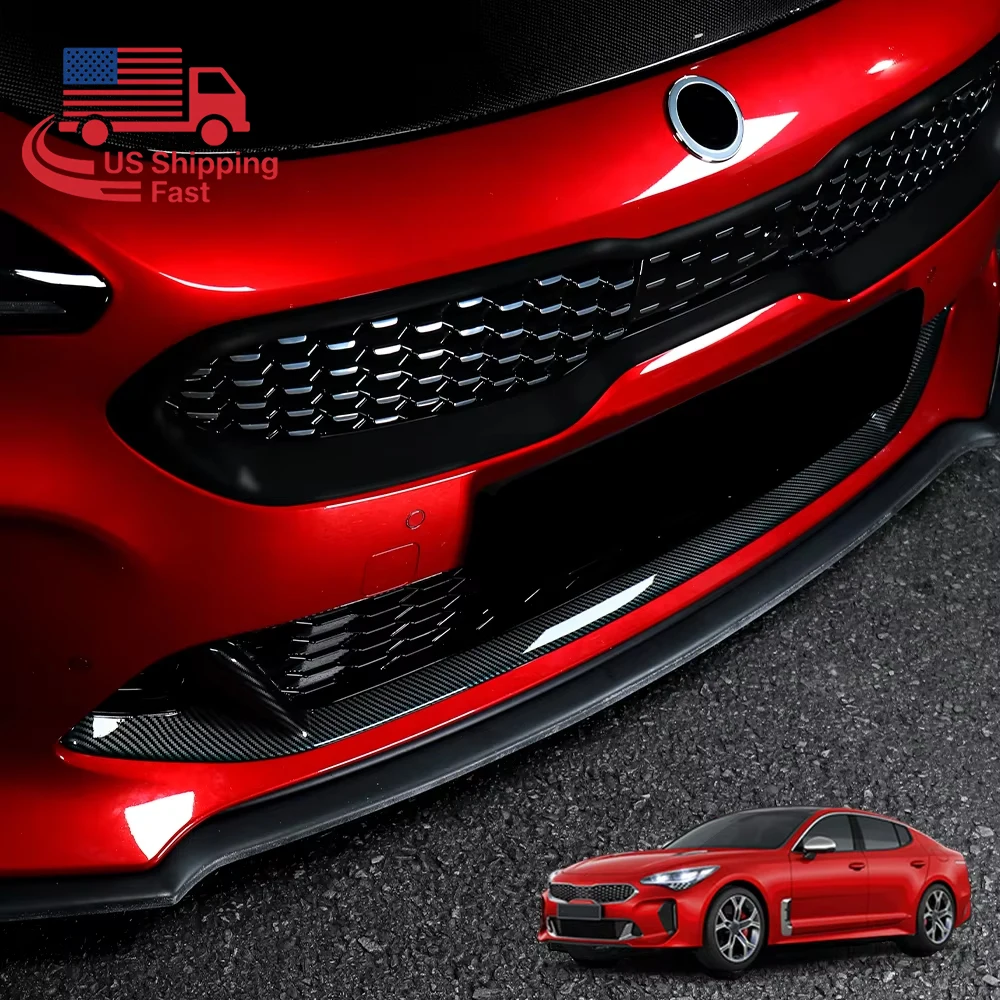 

US For Kia Stinger 2018-2023 Car Tuning Carbon Fiber Front Bump Grille Decorative Strip Cover Trim Exterior Accessories