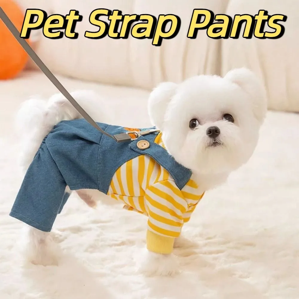 

Pet T-Shirt Cute Dog Jumpsuit Cartoon Towable Puppy Outfit Fashion Comfortable Dog Stripes Vest Cosplay Party