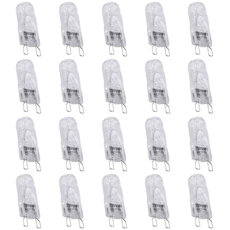 

LICE-40Pcs G9 Halogen Light Bulbs,60W Clear Halogen Lamps Dimmable,Warm White 2800K For Chandeliers,Pendants,Landscape Lights