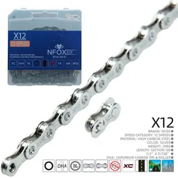 NFOX Mountain Road Bicycle bike Chain X 8 9 10 11 12 24 30 33 Speed EL Half Hollow SL Ultra Light Links MTB Racing Gold Silver