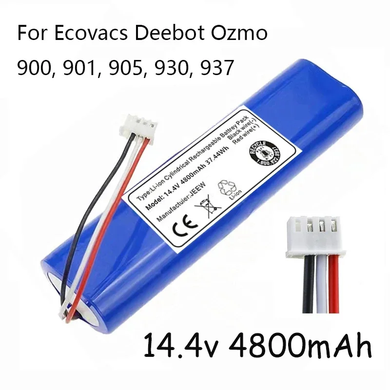 Free shipping  100% New 14.4V 4800mAh Robot Vacuum Cleaner Battery Pack for Ecovacs Deebot Ozmo 900 901 905 930 937