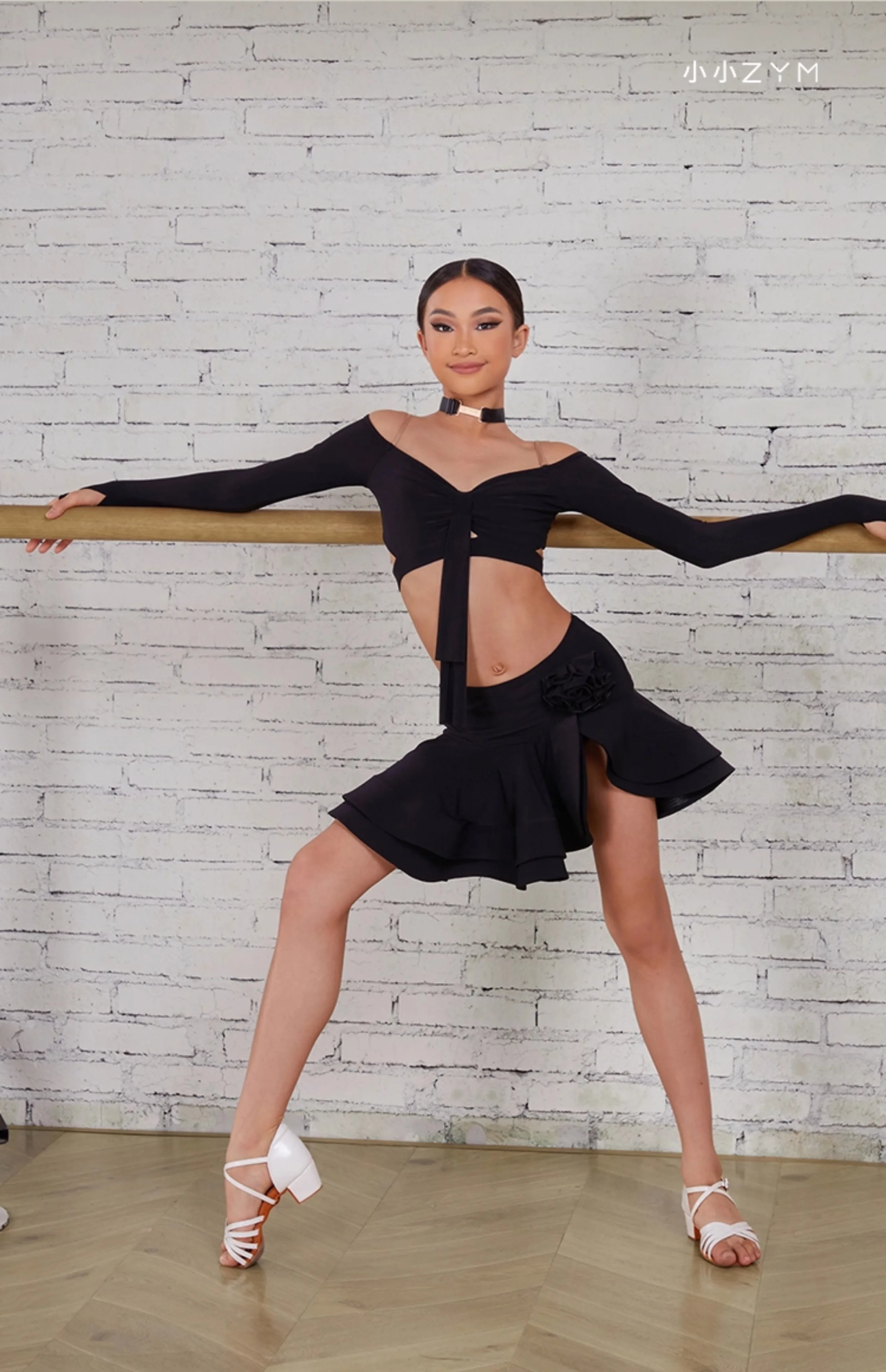 فستان رقص لاتيني مخصص للأطفال البنات برقبة واحدة ملابس رقص لاتينية راقية مثيرة بدون حمالات زي أداء faldas #3