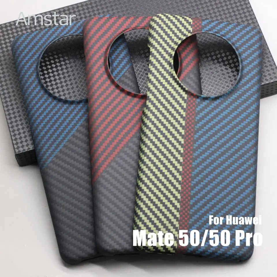 Amstar Multicolor Carbon Fiber Phone Case for Huawei Mate 50 Pro Premium Ultra-thin Aramid Fiber Cases Cover for Huawei Mate 50