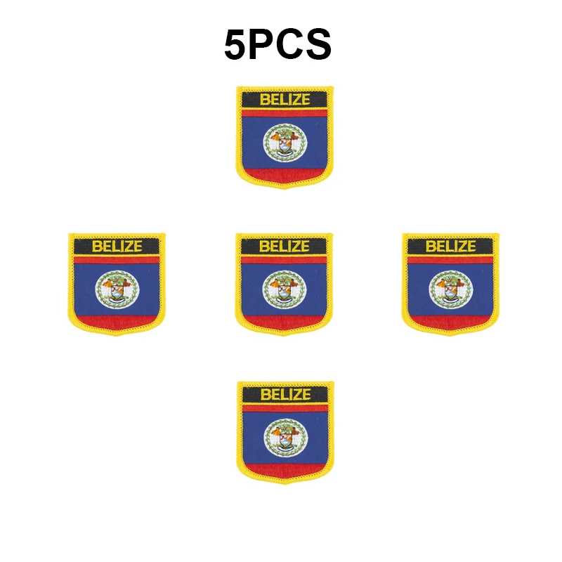 10-100PCS 7x6cm Belize shield Shape Flag Embroidery Patches Iron on Saw on Transfer patches Sewing Applications for Clothes