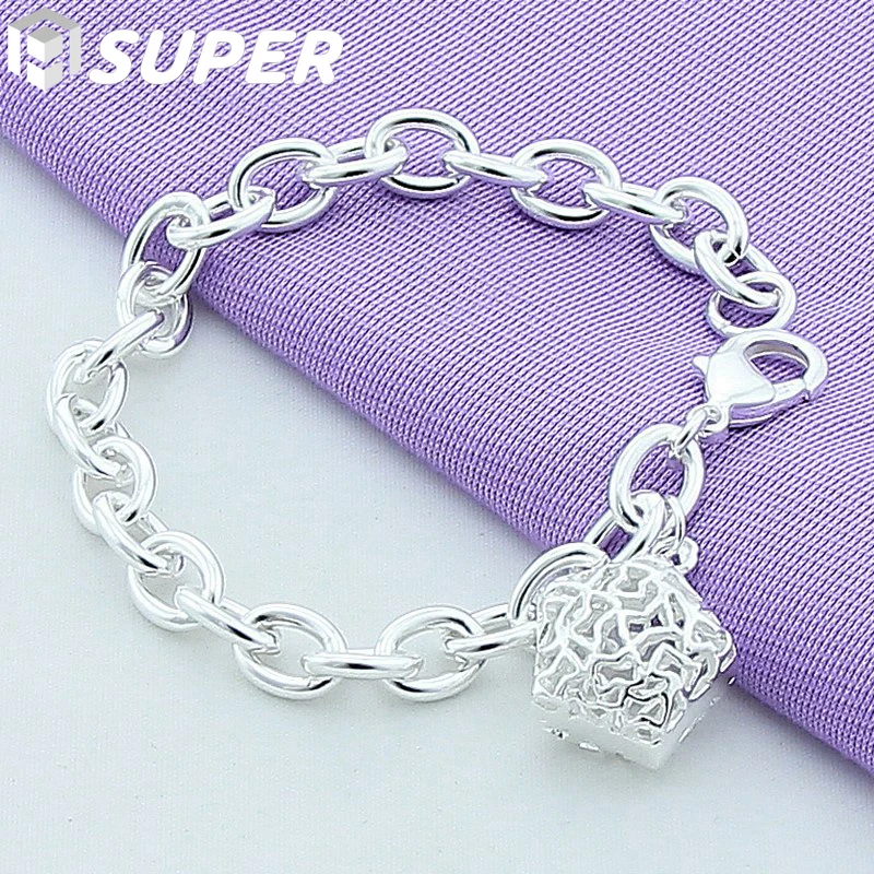 

925 Sterling Silver Hollow Star Pendant Bracelet For Woman Charm Wedding Engagement Fashion Party Jewelry