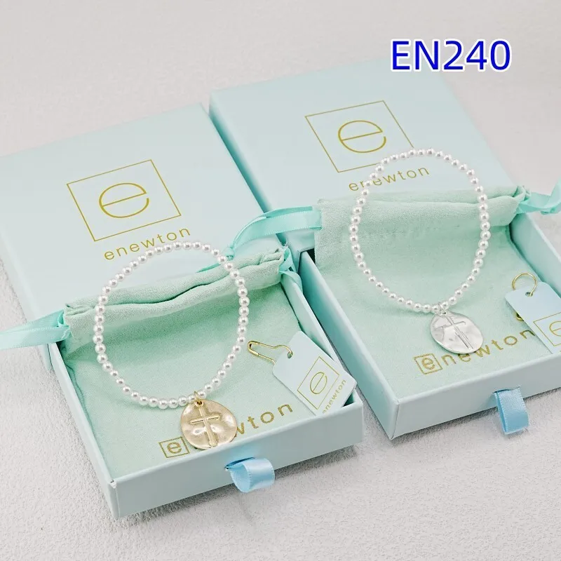 

VKVVA Fashion Jewelry Layer Daily Mixed Color Cross Oval Pendant Pearl Bracelet for Women Birthday Gifts