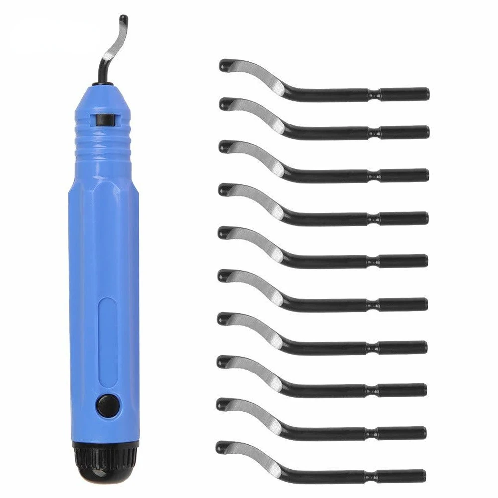 1/10 pcs Metal Deburring Tool Kit Deburring Cutters, Handle with a Blade, or 10pcs Extra BS1010 Deburring Blades, Burr Remover