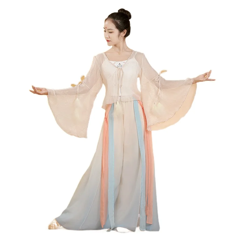 Traje de dança clássica para prática, dança folclórica imortal, robe elegante, charme corporal, traje de gaze, dança moderna chinoiserie