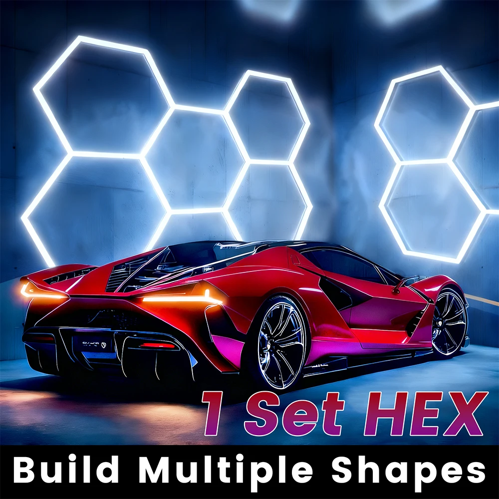 

A honeycomb hexagonal garage light with different shapes to choose from, DIY space 6500K ultra bright lamp tube