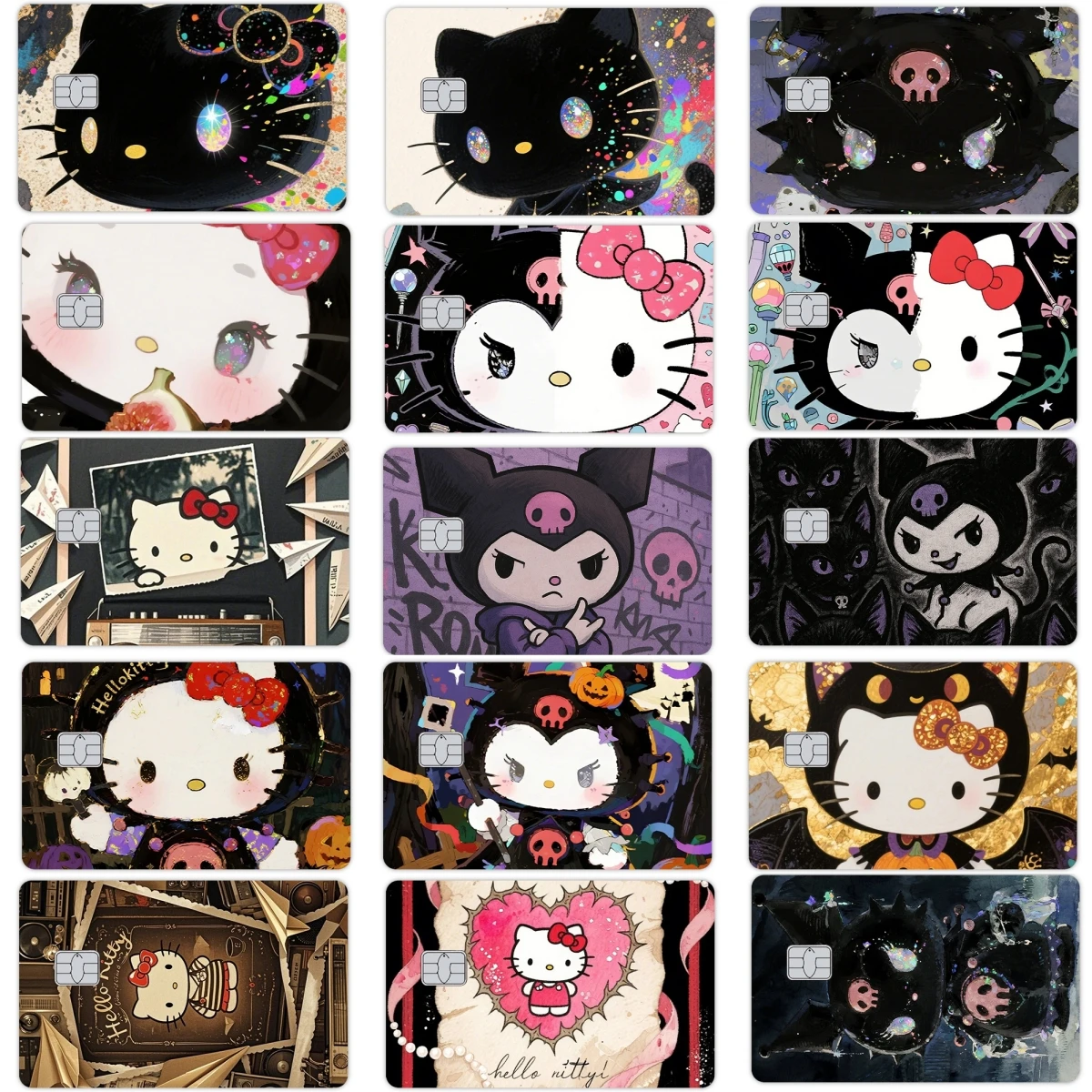 

Cartoon Y2k Kuromi My Melody Credit Debit Card Pvc Diy Stickers Skin Film Kawaii Women Decal for Small Big No Chip Front Side