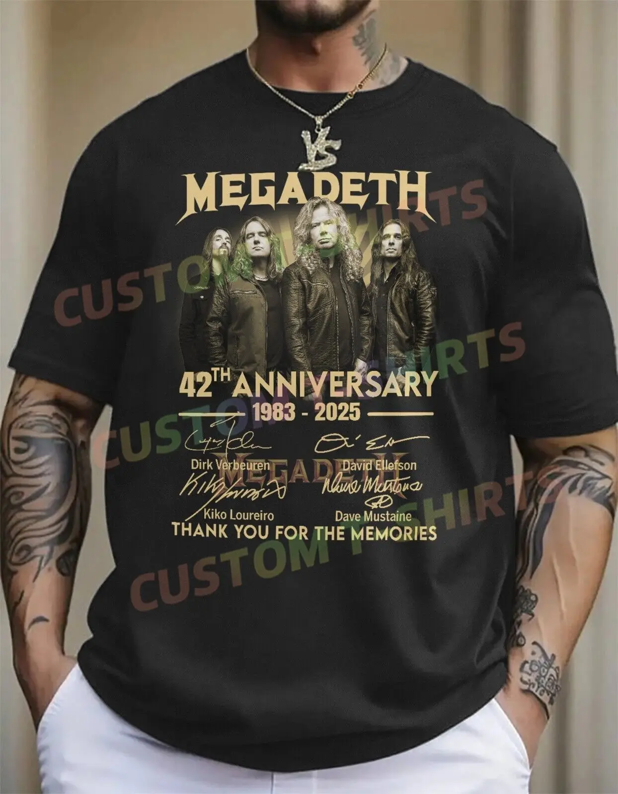 

2025 Men's T-shirt Casual Megadet Rock Band 42nd Anniversary T-shirt 1983 Pattern Summer Short Sleeve 100% Cotton S-3XL