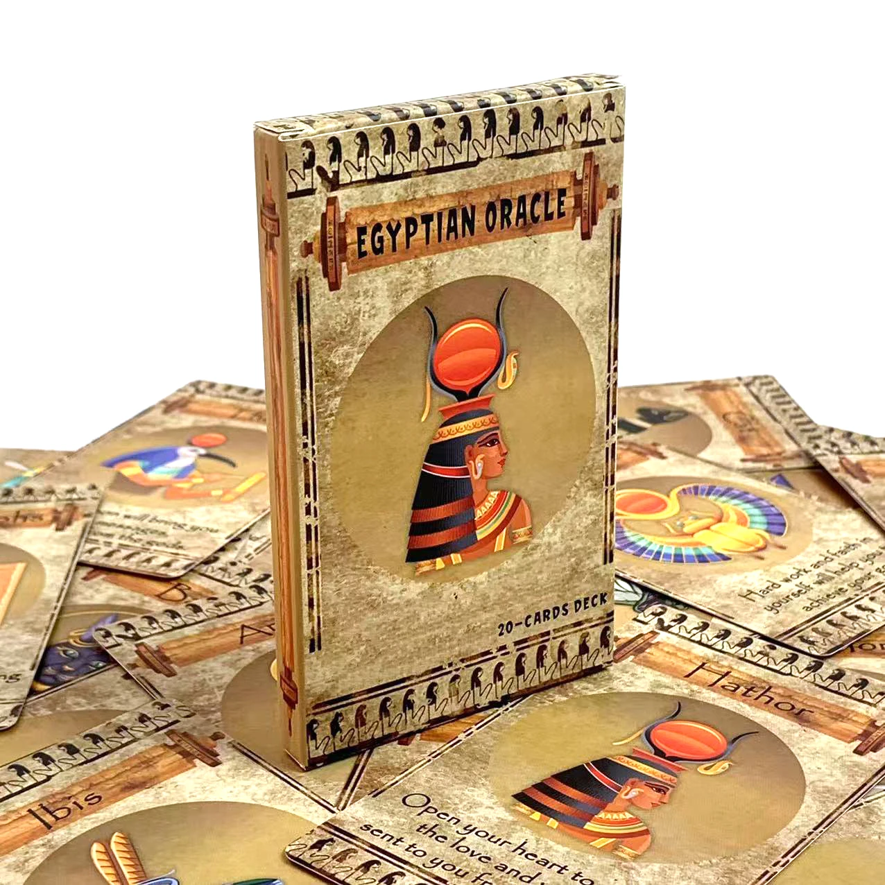 Jeu de cartes oracle égyptien 12x7cm, 20 cartes inspirantes en anglais avec messages du spirituel divin, jeu de cartes pour la famille