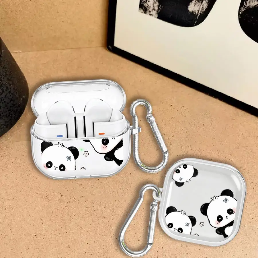 Smiling Panda Doodle Print Case For Samsung Galaxy Buds Live 3Pro 2 4 Pro 4Pro 3 FE Clear Earphone Cases Cover