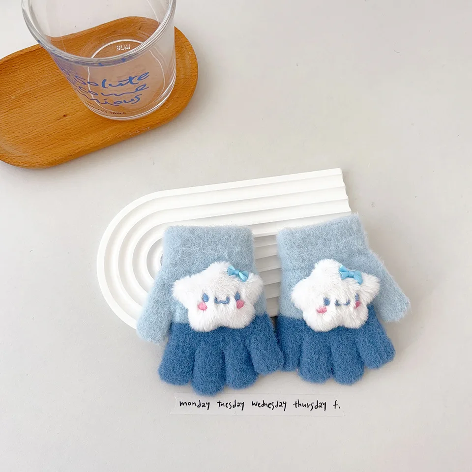 Cartoon warm gloves autumn and winter cold thickened lovely writing five fingers outdoor cycling anti-freezing hands