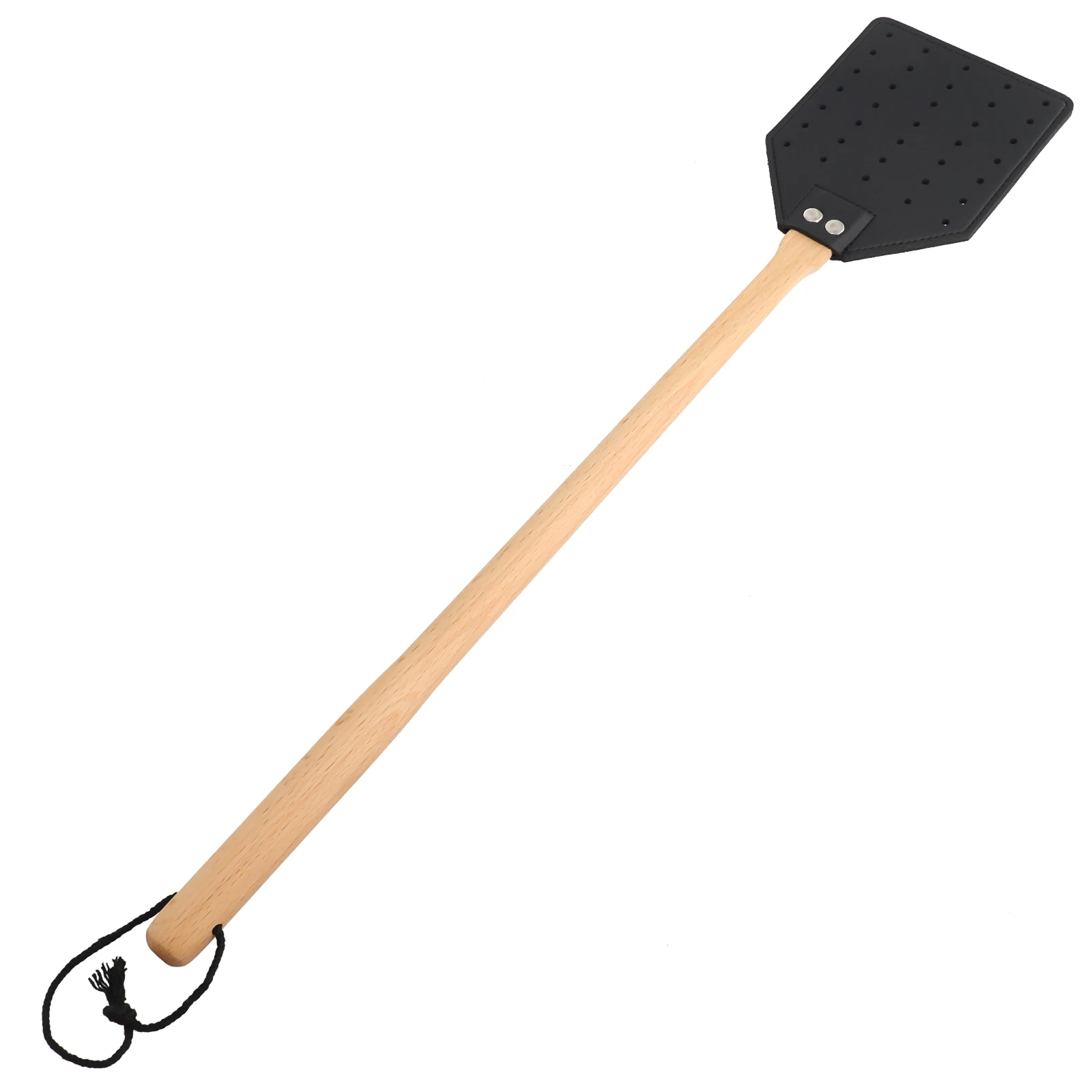 Heavy Duty Leather Fly Swatter Brown Leather With Beech Wood Long Handle For Ind Fly Repellent Supplies 49.5x10x1.95cm