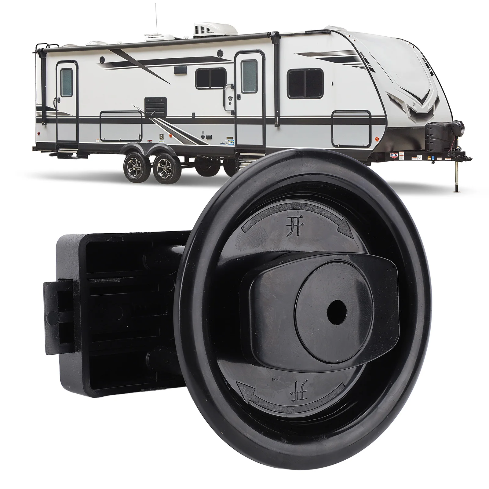 

RV Toilet Door Lock Circular Hard ABS Plastic Rotating Bathroom Door Latch for Motorhome Camping Car Trailer Yachts Boats