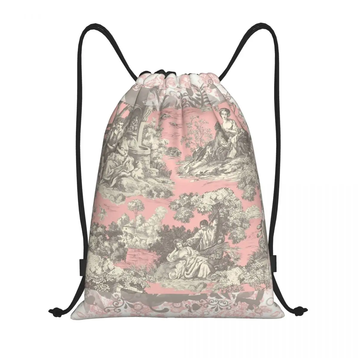 

Винтажные французские сумки на шнурке Toile De Jouy на заказ для мужчин и женщин, легкий спортивный рюкзак для хранения в тренажерном зале