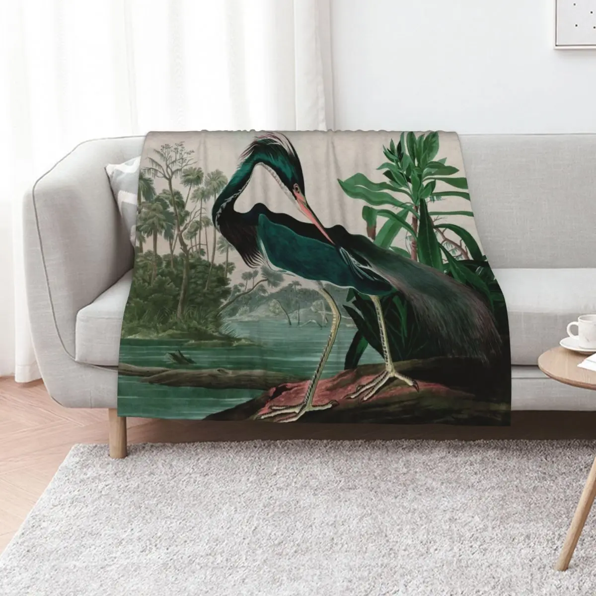 Louisiana Heron Birds of America Audubon Illustration Bird Lovers Gift Throw Blanket Flannel Fabric Thin Luxury Blankets