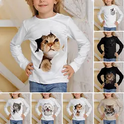 Children Clothes Girl from 8 to 14 Years Old Cute Tee 2023 Autumn Casual Print Long Sleeve Fashion White T-Shirts Girls Clothing