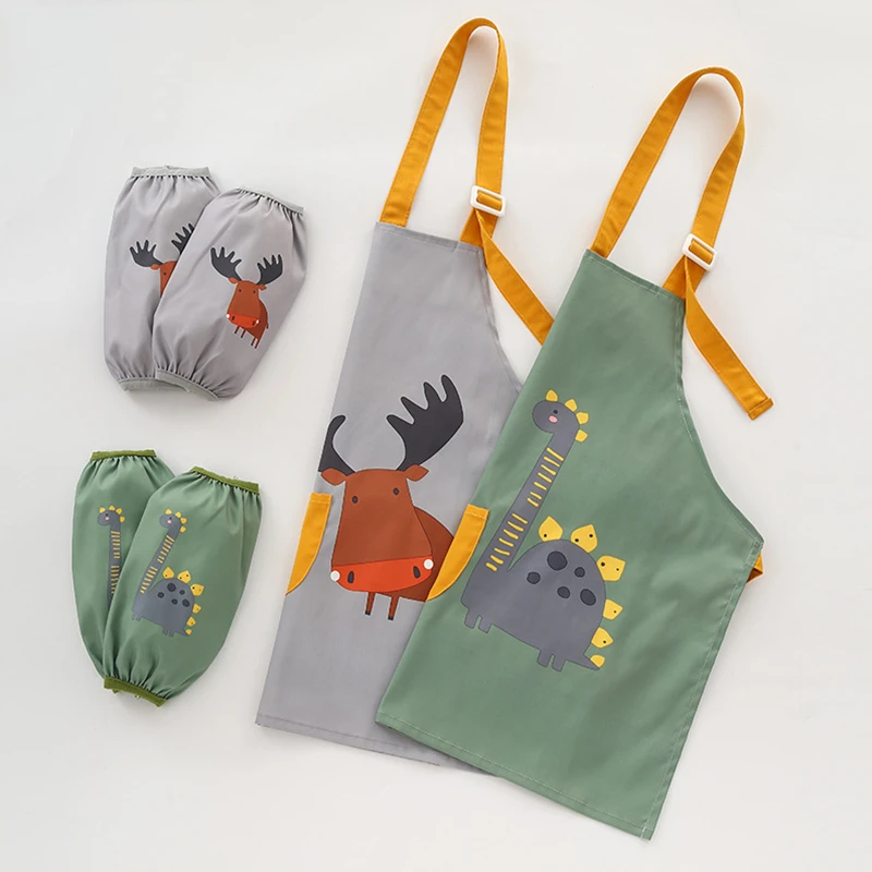 3pcs Baby Bibs Apron Child Kids Painting Cooking Baking  Pinafore  Food Waterproof  Toddle Boys Girls Kitchen Smock BBQ Clothes