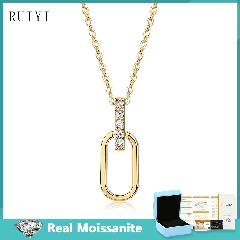 Trendy 2mm Moissanite Diamond Pendants Necklaces with GRA Certificate 925 Sterling Silver Plated 18K Gold Fine Jewelry For Women