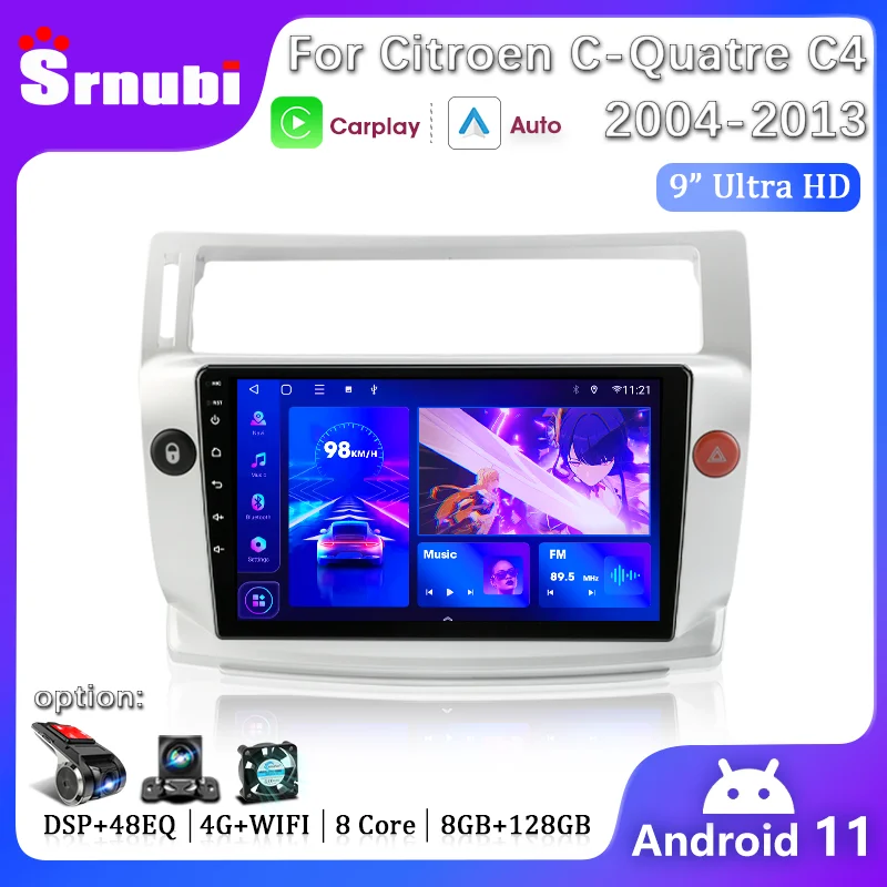 

Автомагнитола Srnubi, 2 DIN, Android, для Citroen C4 C-Triumph C-четыре 2004-2013, мультимедийный плеер для Carplay, авто, GPS, стерео, DVD