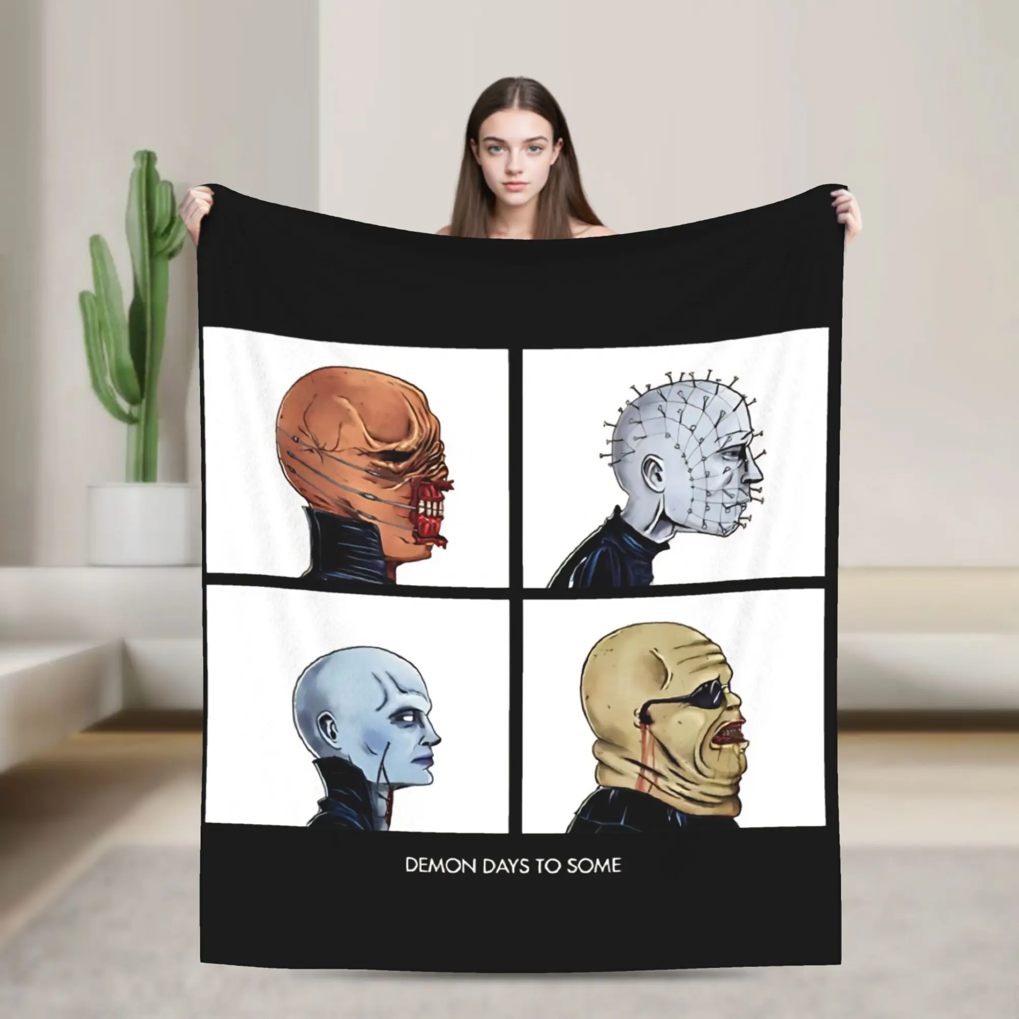 Horror Pinhead Movie Blanket Hellraisers Fleece Funny Warm Throw Blanket for Home All Season