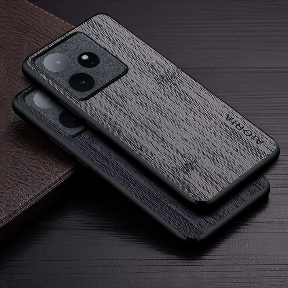 Funda para Realme GT 7 7T funda de madera de bambú con diseño de cuero funda de teléfono coque de lujo para Realme GT 7T funda capa
