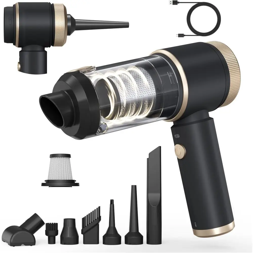 

Портативный беспроводной ручной автомобильный пылесос 16000PA с двойными HEPA-фильтрами, LED-подсветкой, зарядкой Type-C, компактный для дома и офиса