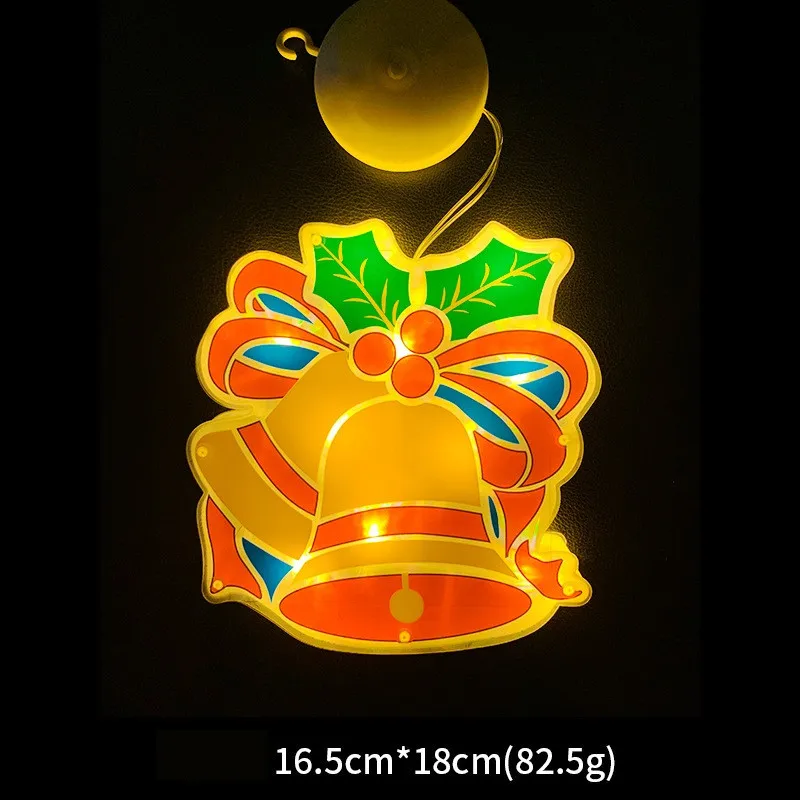 LED Sucção Cup Hanging Light, Santa Deer, Window Display Decoração, Pendant Lamp, Party Home Showcase Iluminação, 3pcs