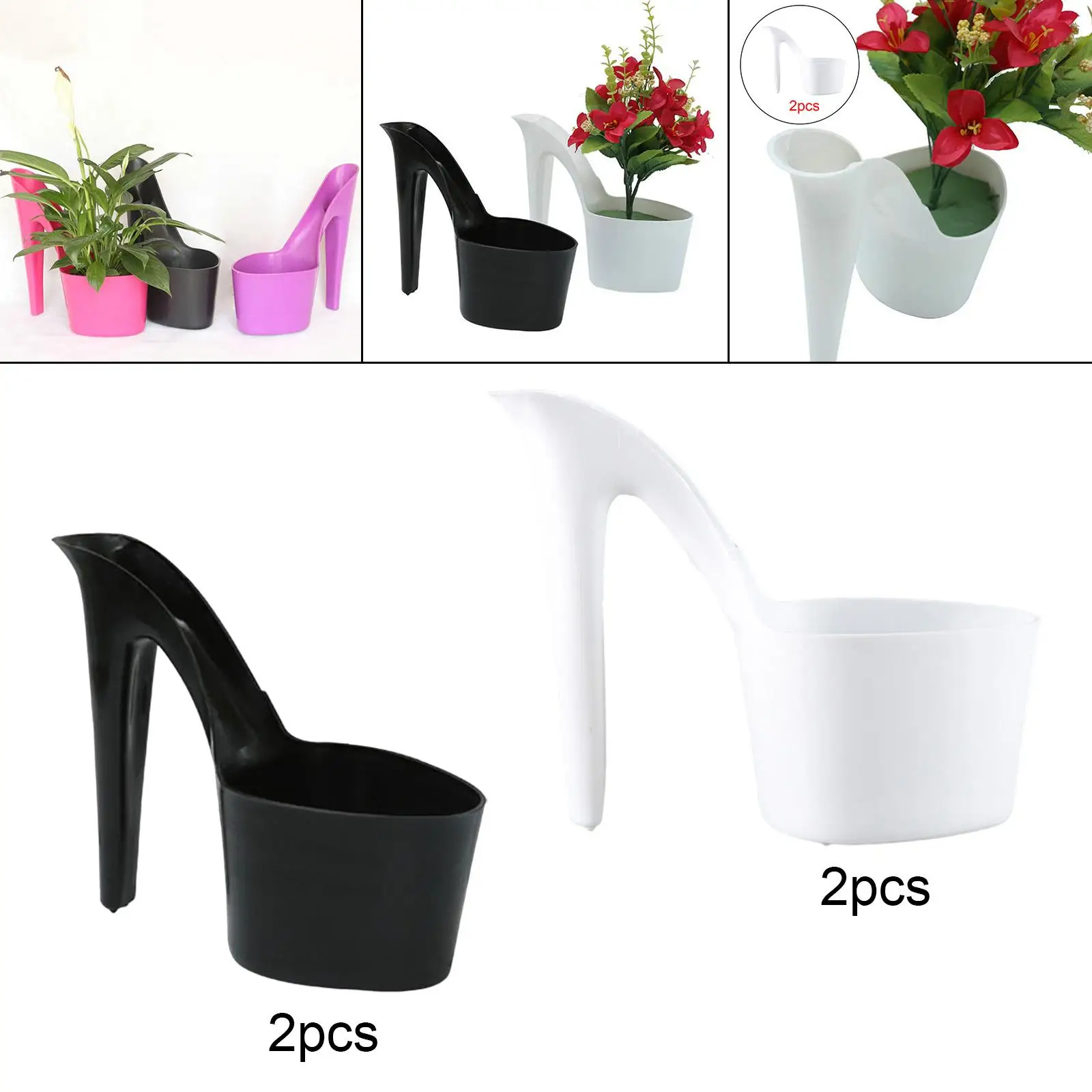 Desktop High Heel Plastic High-Heeled Flower Pots Floor-Standing Pattern Gardening Flower Pots Succulent Planter Container