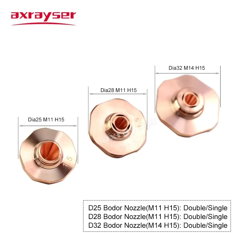 Faserlaser-Spitzendüsen, doppelt/als Einzeldüse, Durchmesser 28/D32 mm, für Raytools Precitec WSX HSG Bodor HANS Laserschneidmaschinen. – Detail 4