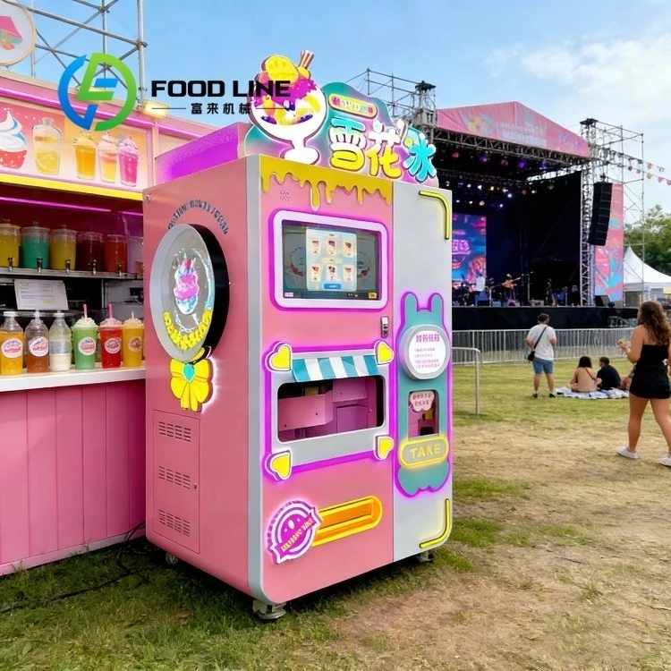 Shaved Ice Vending Machine Created For Botanical Gardens Offering Plant Based Flavor Icy Treats With Herb Infused Syrup Choices