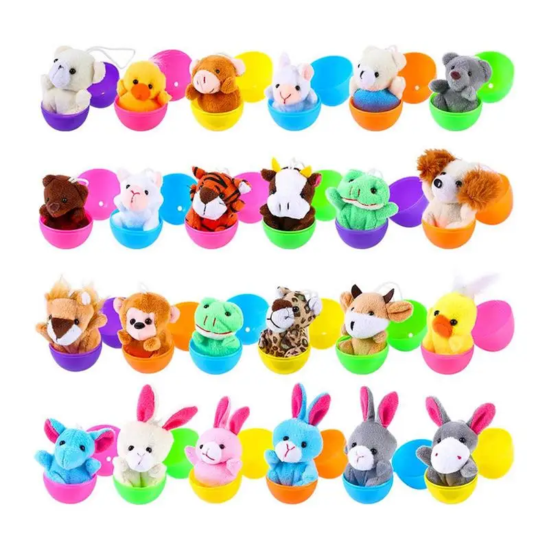 

24pcs Easter Fillable Opening Egg felt Easter Eggs Decoration For Home Kids Happy Easter Favor Animal Gift Packaging Boxes