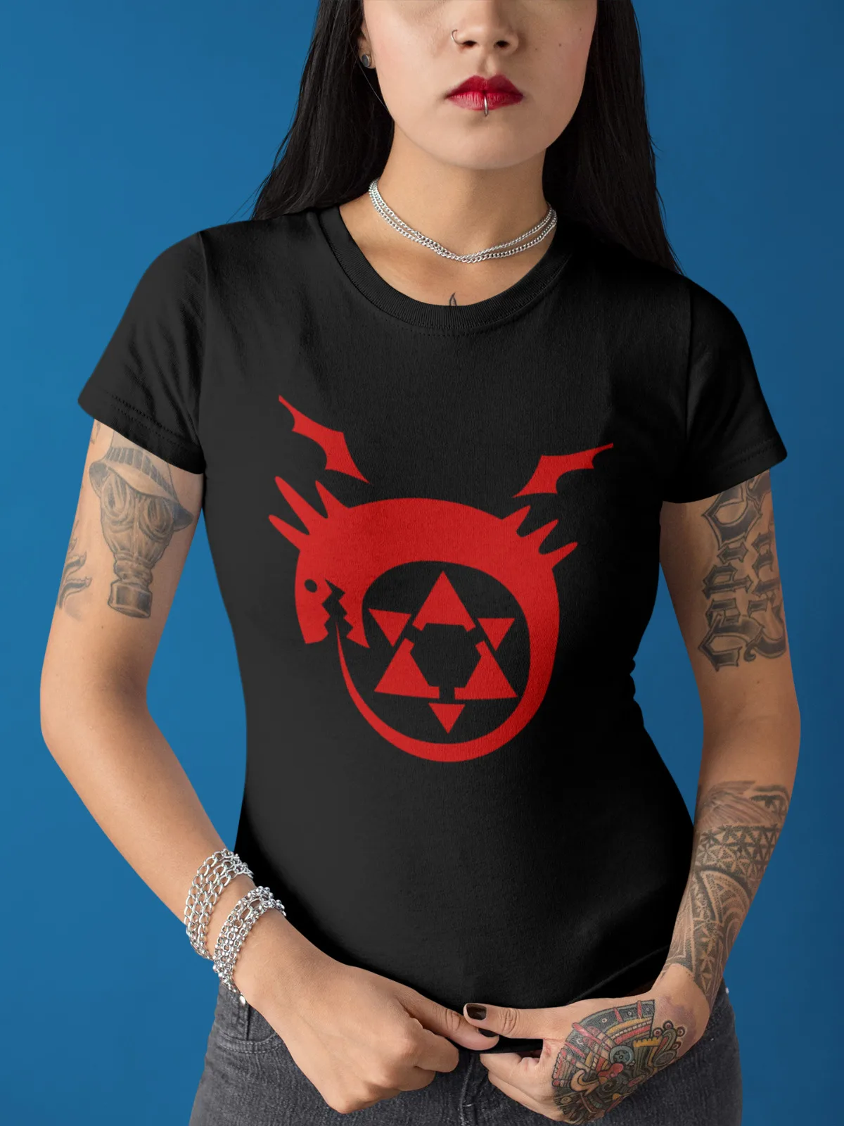 

Women's Organic T-Shirt Fullmetal Alchemist Homunculus Tattoo Anime Manga Geek Nerd -